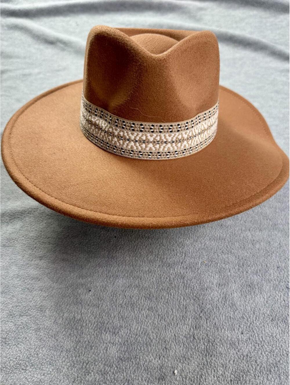 brown wool fedora western hat wide brim ranch style‎ size 22